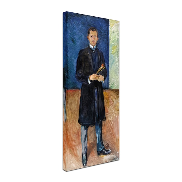 Edvard Munch 'Self Portrait With Brushes' Canvas Art,20x47